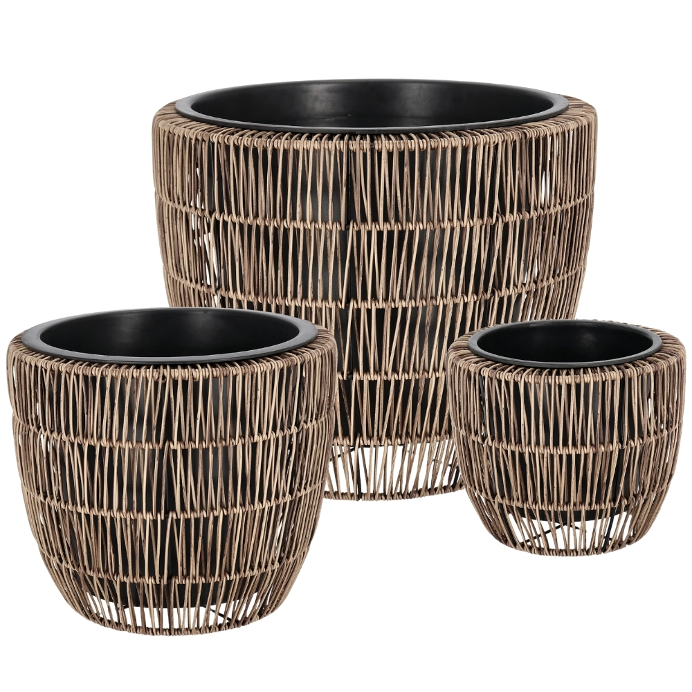 Bizzotto Set tří zahradních květináčů z umělého ratanu Ayun Ø24/33/44 cm Bizzotto