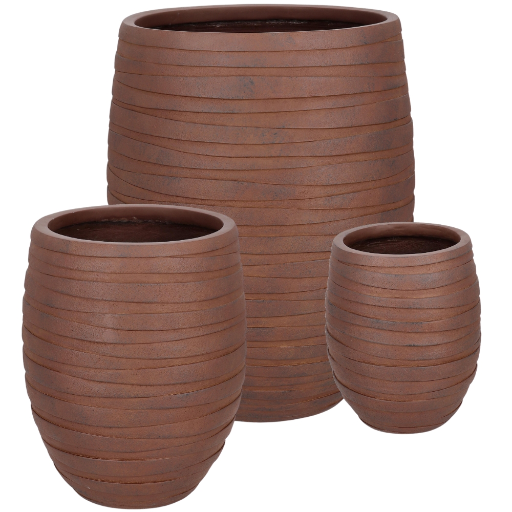 Bizzotto Set tří keramických zahradních květináčů Strips Ø25/36/49 cm Bizzotto