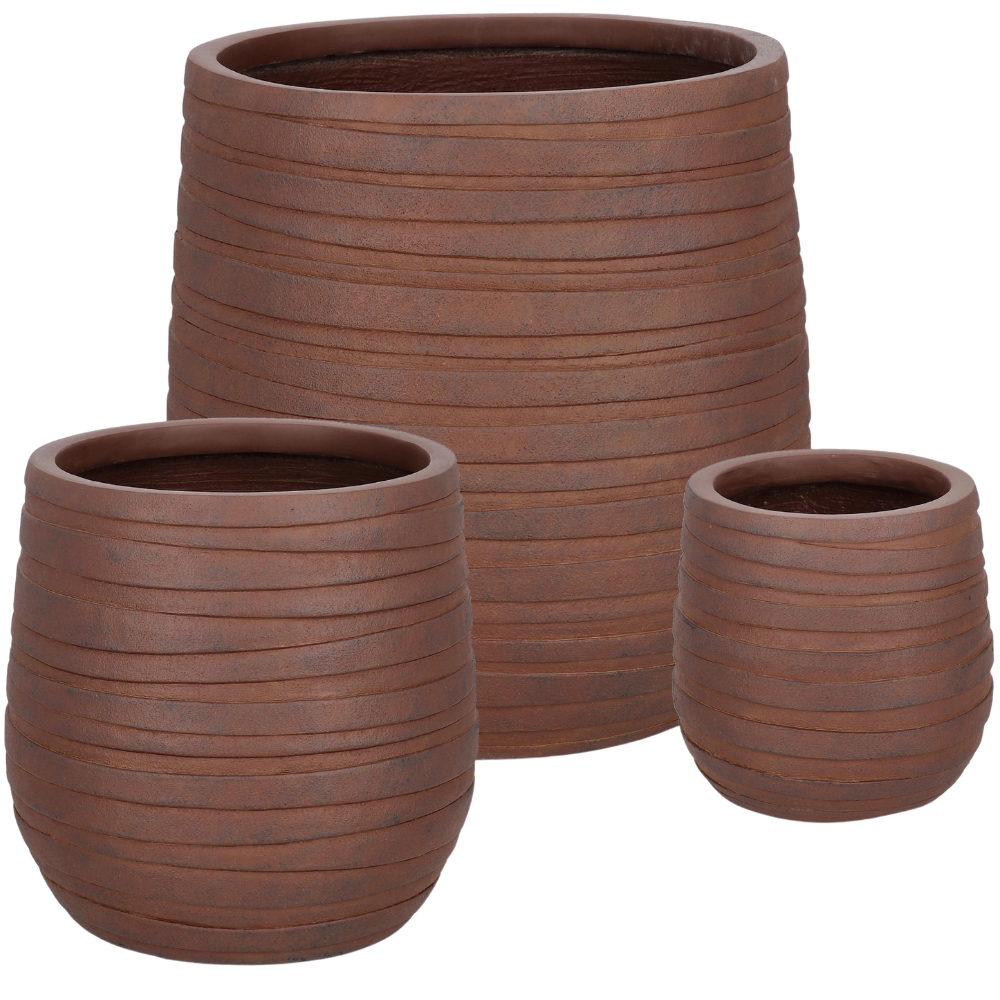 Bizzotto Set tří keramických zahradních květináčů Strips Ø22/32/44 cm Bizzotto