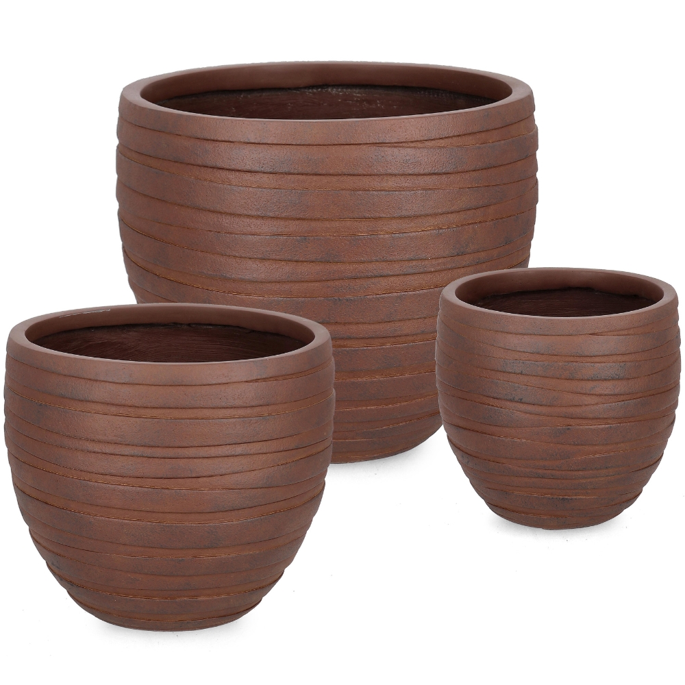 Bizzotto Set tří keramických zahradních květináčů Strips Ø27/36/46 cm Bizzotto