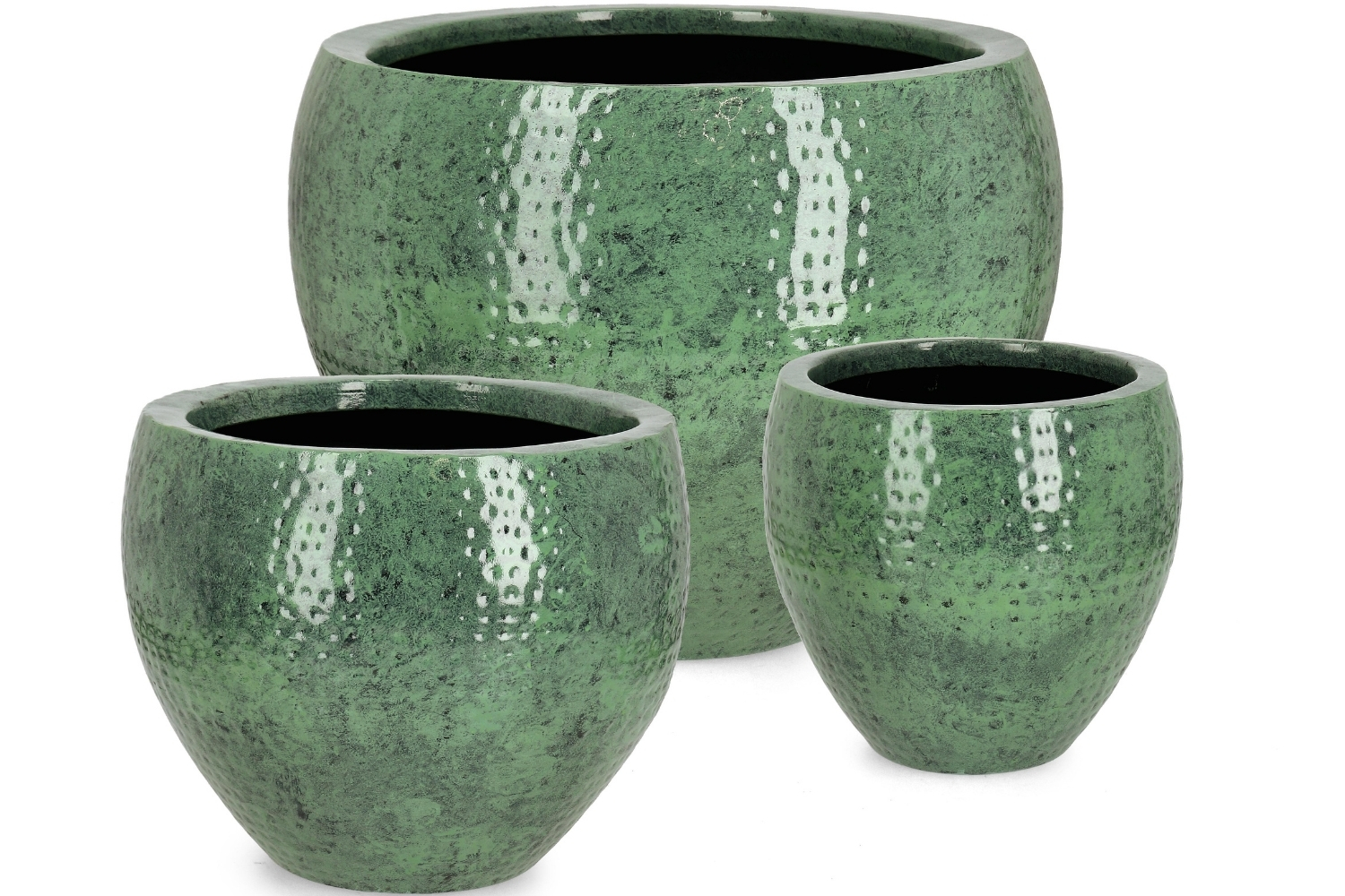 Bizzotto Zelený set tří kovových zahradních květináčů Nirad Ø39/53/70 cm Bizzotto