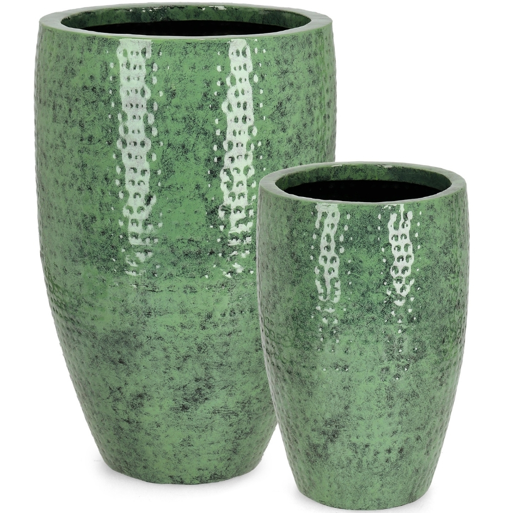 Bizzotto Zelený set dvou kovových zahradních květináčů Nirad Ø32/45 cm Bizzotto