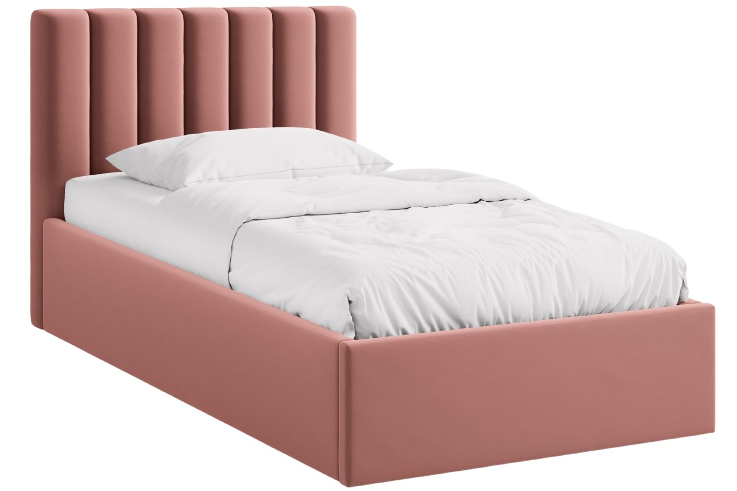 Micadoni Růžová sametová postel Allison 90 x 200 cm s úložným prostorem Micadoni