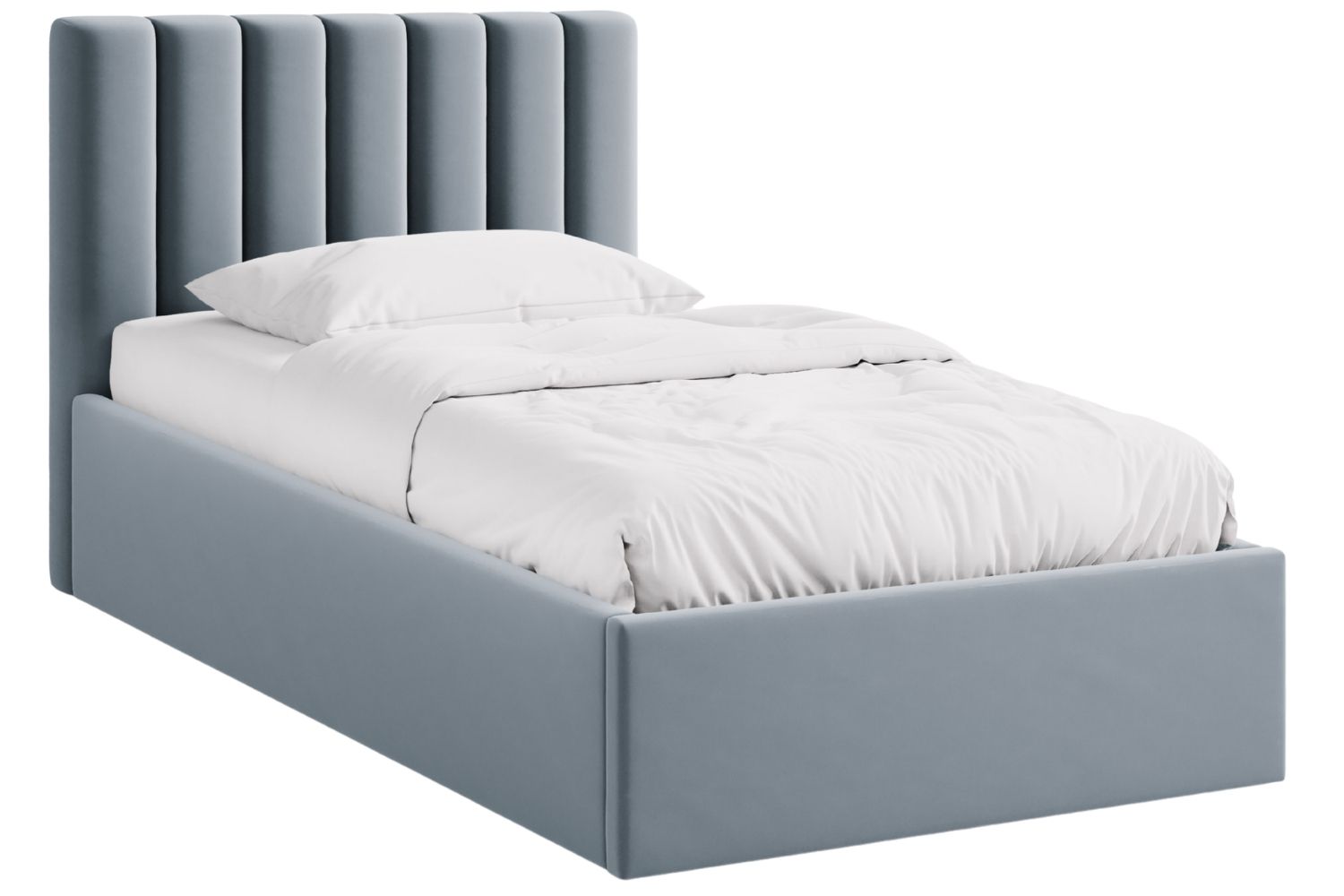 Micadoni Světle modrá sametová postel Allison 90 x 200 cm s úložným prostorem Micadoni