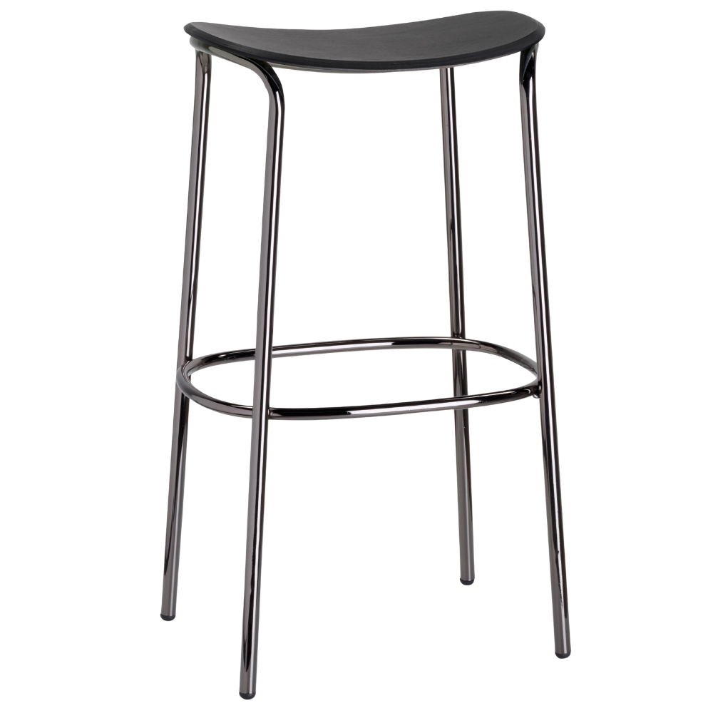 SCAB Černá dubová barová židle Trick Wood 75 cm s černou podnoží SCAB