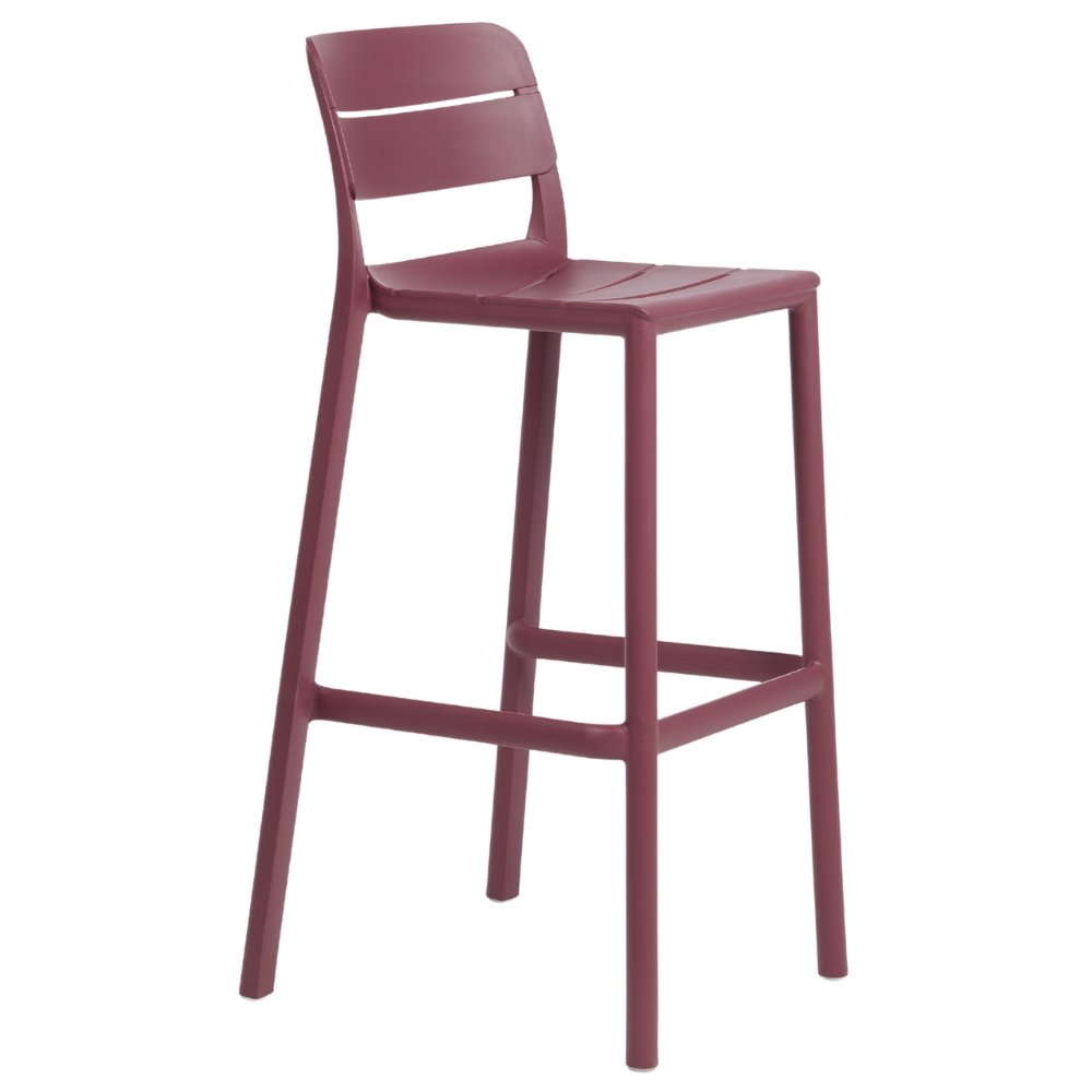 Nardi Tmavě červená plastová barová židle Cassia 76 cm Nardi