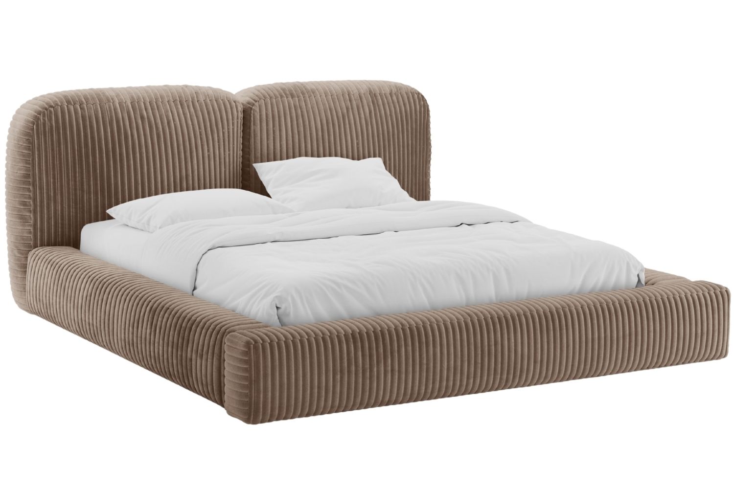 Micadoni Tmavě béžová manšestrová dvoulůžková postel Martina 160 x 200 cm s úložným prostorem Micadoni