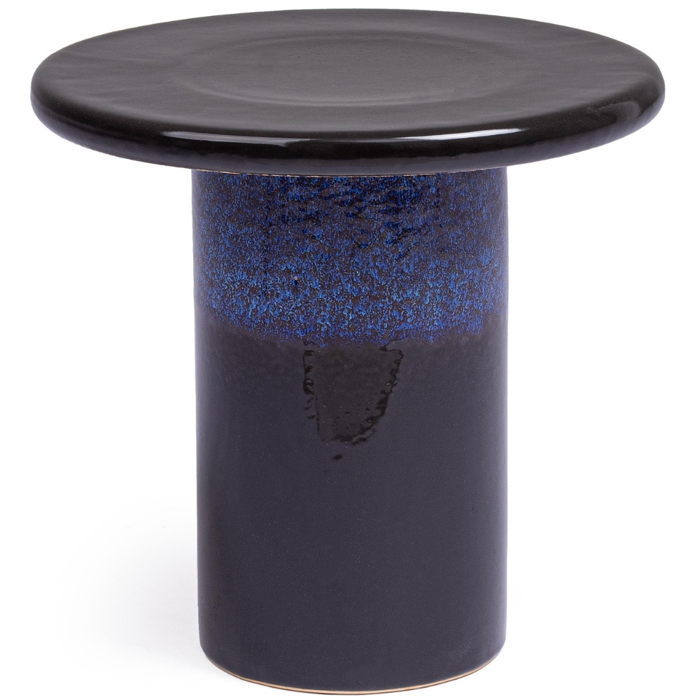 Bizzotto Modrý keramický odkládací stolek Baraki Ø41 cm Bizzotto