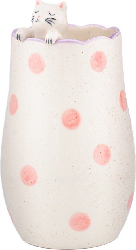 Bílá váza z dolomitu (výška 18 cm) Peeking Cat – Sass & Belle Sass & Belle