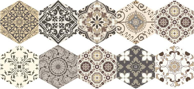 Sada 10 samolepek na podlahu Ambiance Floor Stickers Hexagons Luiza