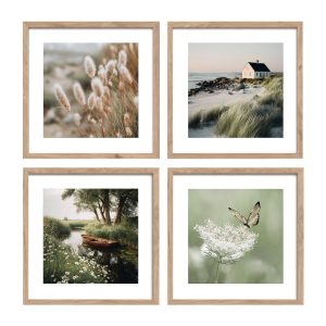 Ti&scaron;těn&eacute; obrazy v sadě 4 ks s r&aacute;mem 30x30 cm Subtle Nature &ndash; Styler Styler