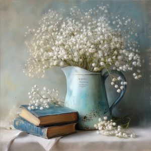 Ti&scaron;těn&yacute; obraz na pl&aacute;tně 32x32 cm Gypsophila &ndash; Styler Styler