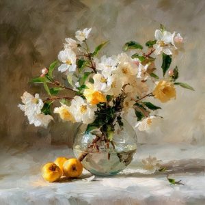 Ti&scaron;těn&yacute; obraz s r&aacute;mem 70x70 cm Apple Flowers &ndash; Styler Styler