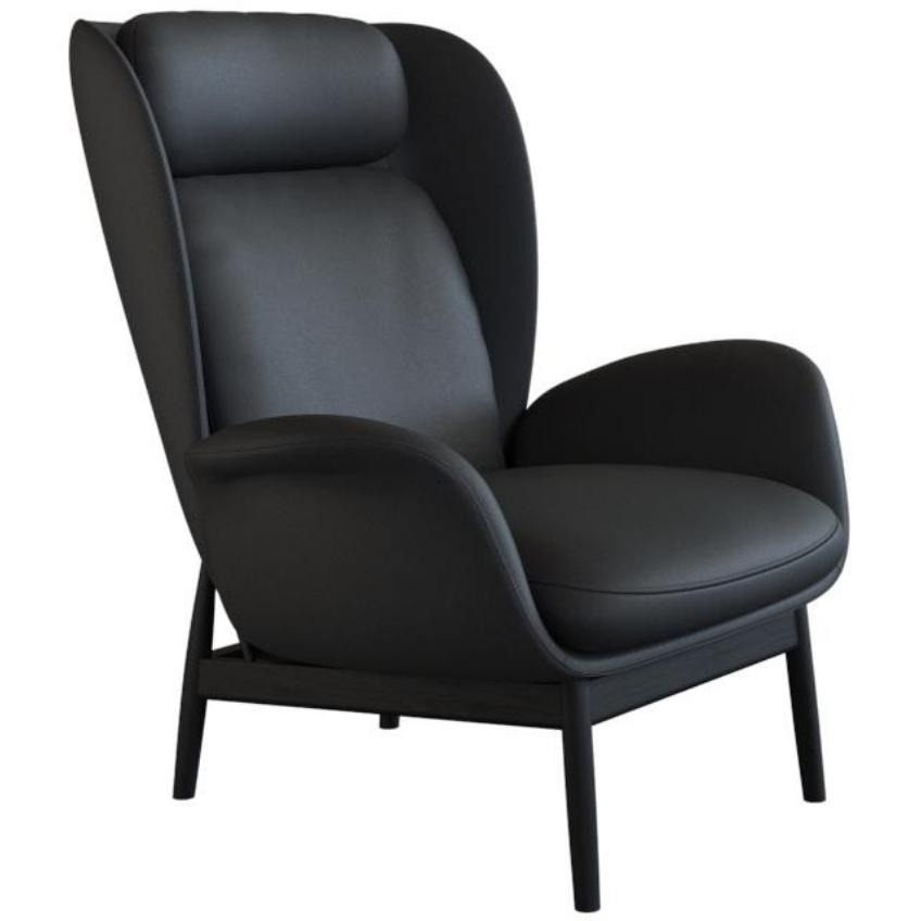 Flexlux Černé kožené lounge křeslo PADOVA Flexlux