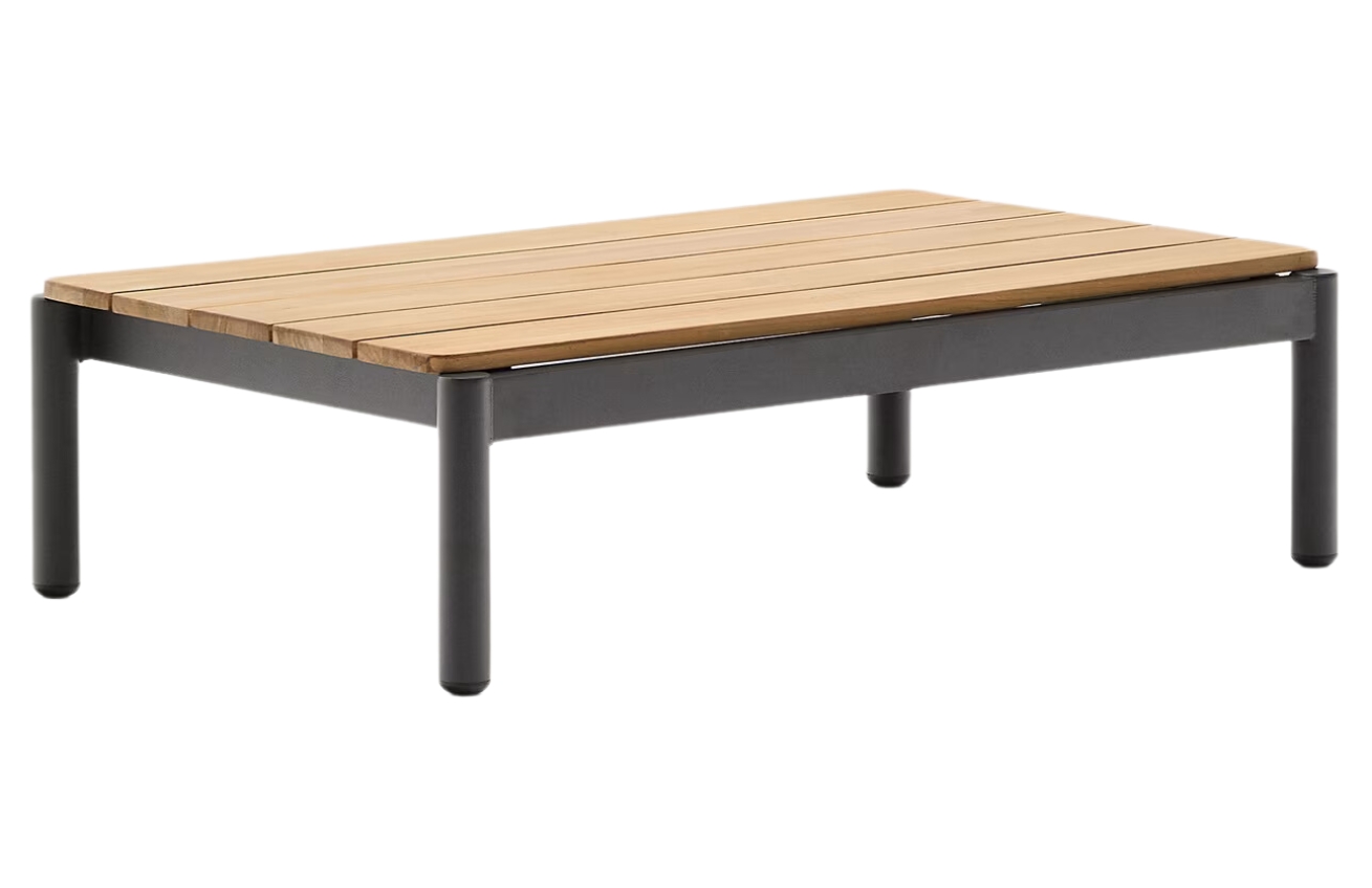 Kave Home Dřevěný zahradní stolek Sorells 91 x 57 cm s šedou podnoží Kave Home