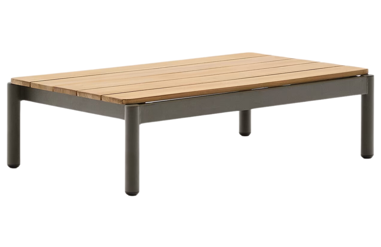 Kave Home Dřevěný zahradní stolek Sorells 91 x 57 cm se zelenou podnoží Kave Home
