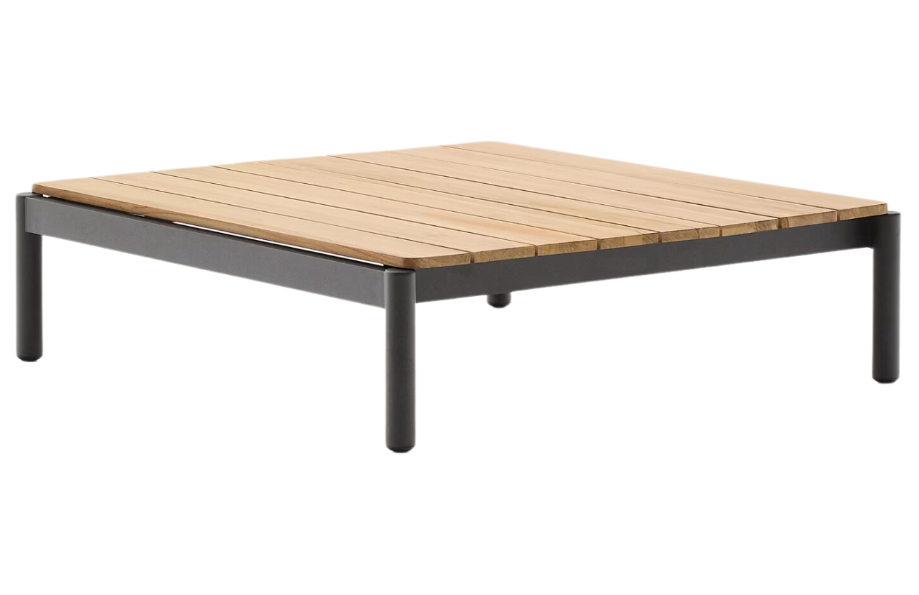 Kave Home Dřevěný zahradní stolek Sorells 91 x 89 cm s šedou podnoží Kave Home