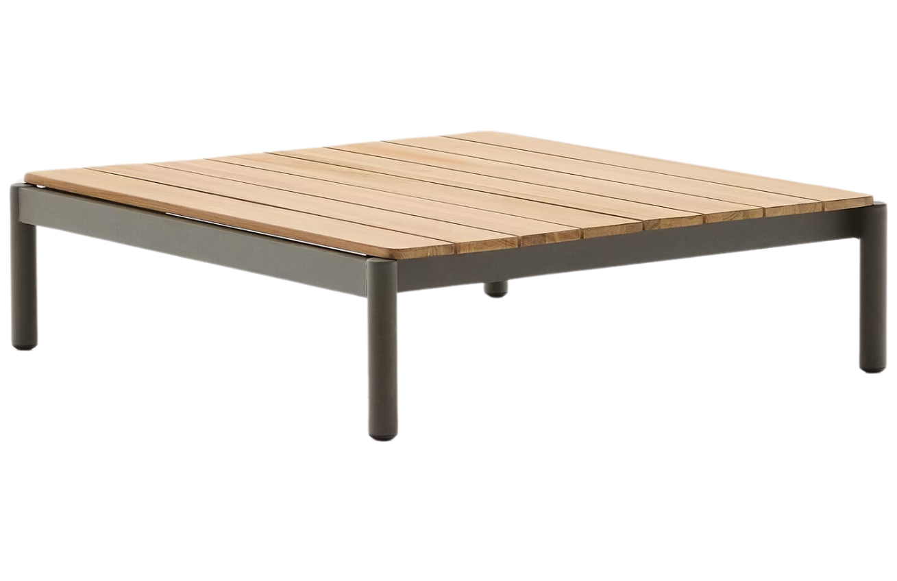 Kave Home Dřevěný zahradní stolek Sorells 91 x 89 cm se zelenou podnoží Kave Home
