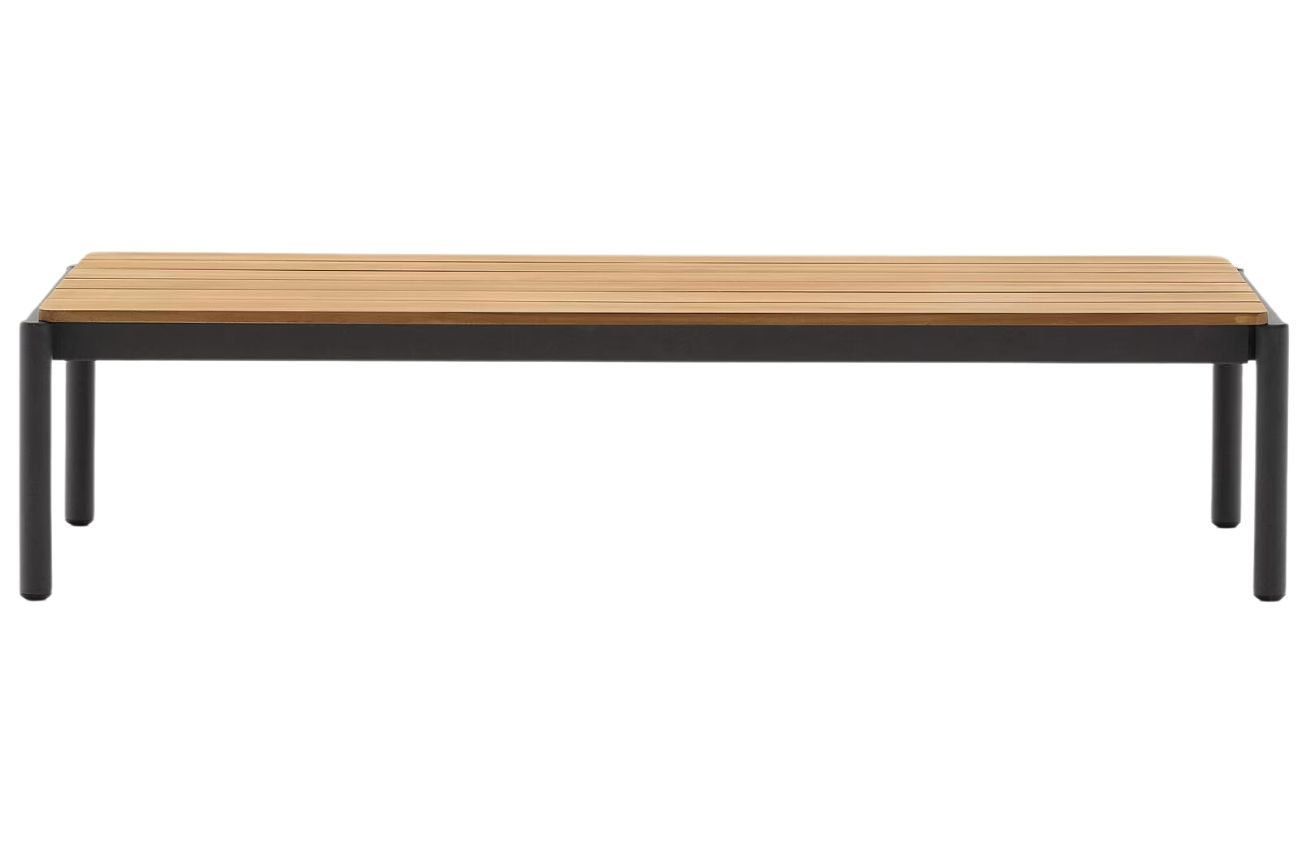 Kave Home Dřevěný zahradní stolek Sorells 149 x 63 cm s šedou podnoží Kave Home
