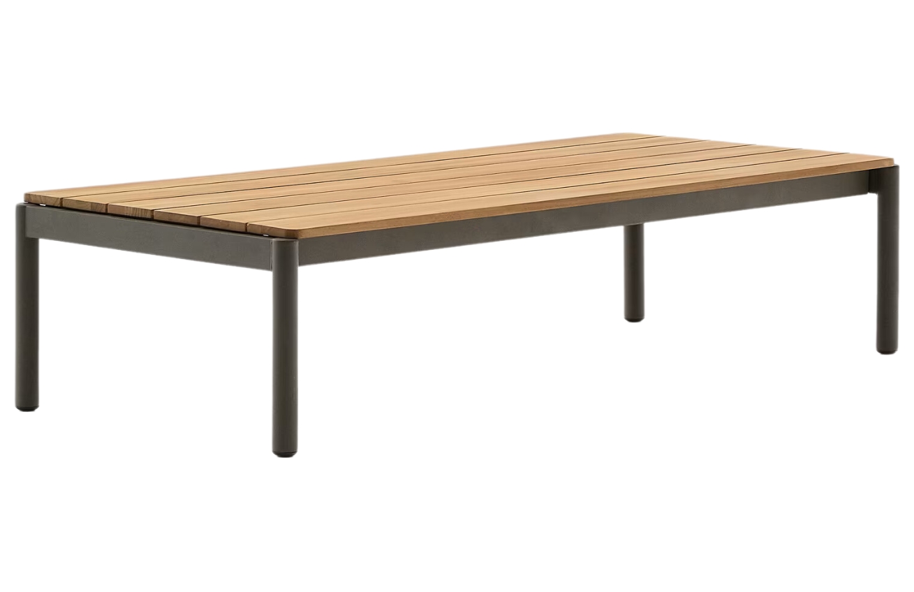 Kave Home Dřevěný zahradní stolek Sorells 149 x 63 cm se zelenou podnoží Kave Home