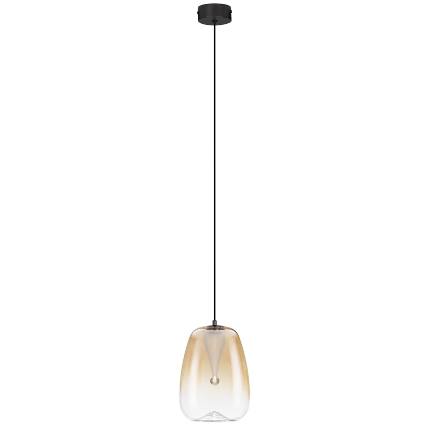 Nova Luce Jantarově hnědé skleněné závěsné LED světlo Oblo 16 cm Nova Luce