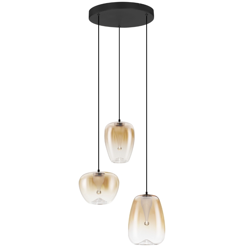 Nova Luce Jantarově hnědé skleněné závěsné LED světlo Oblo 41 cm Nova Luce