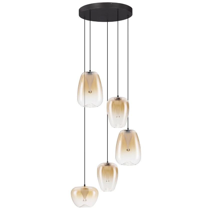 Nova Luce Jantarově hnědé skleněné závěsné LED světlo Oblo 47 cm Nova Luce