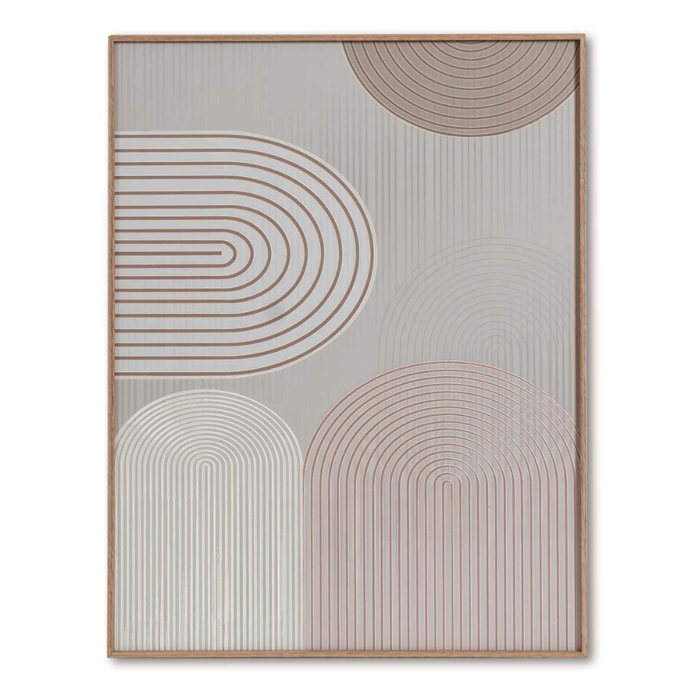 Somcasa Béžový abstraktní obraz Half-oval 80 x 60 cm Somcasa