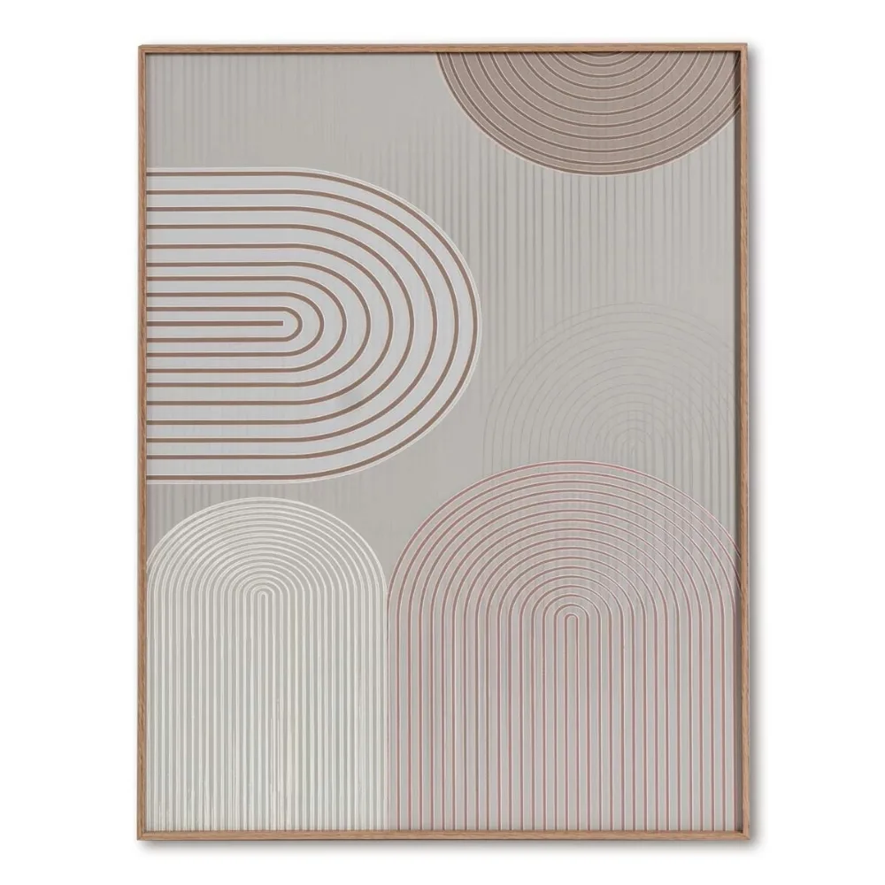 Somcasa Béžový abstraktní obraz Half-oval 80 x 60 cm