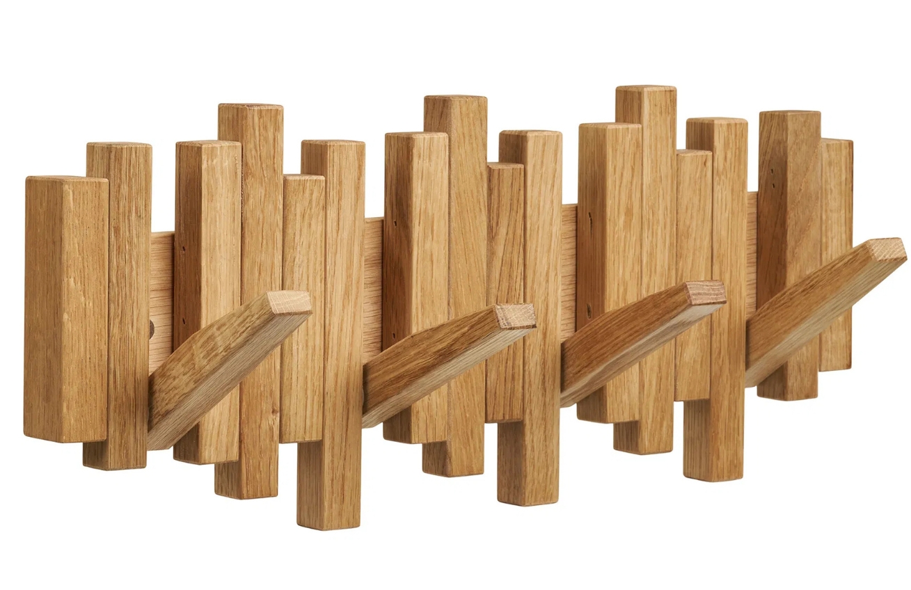 Nordic Living Dubový nástěnný věšák Caltro 40 cm Nordic Living