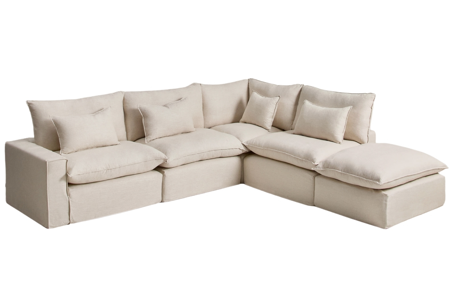 Kave Home Béžová rohová pohovka Anarela 347 cm s odnímatelným potahem