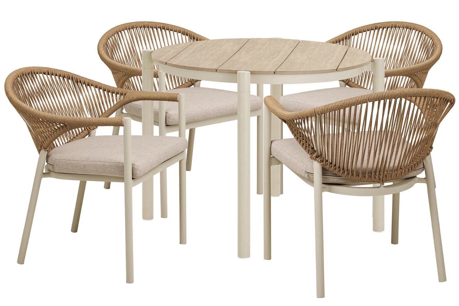 Nordic Living Béžový zahradní set stolu a čtyř židlí Ela Nordic Living
