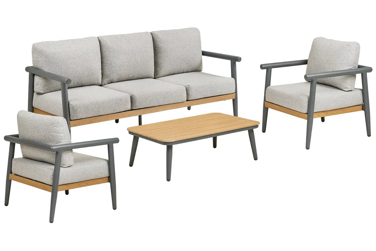 Nordic Living Šedý zahradní set pohovky, stolku a křesel Comi