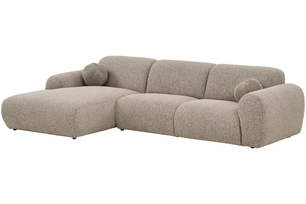 Nordic Living Béžová rohová pohovka Lyra 300 cm, levá