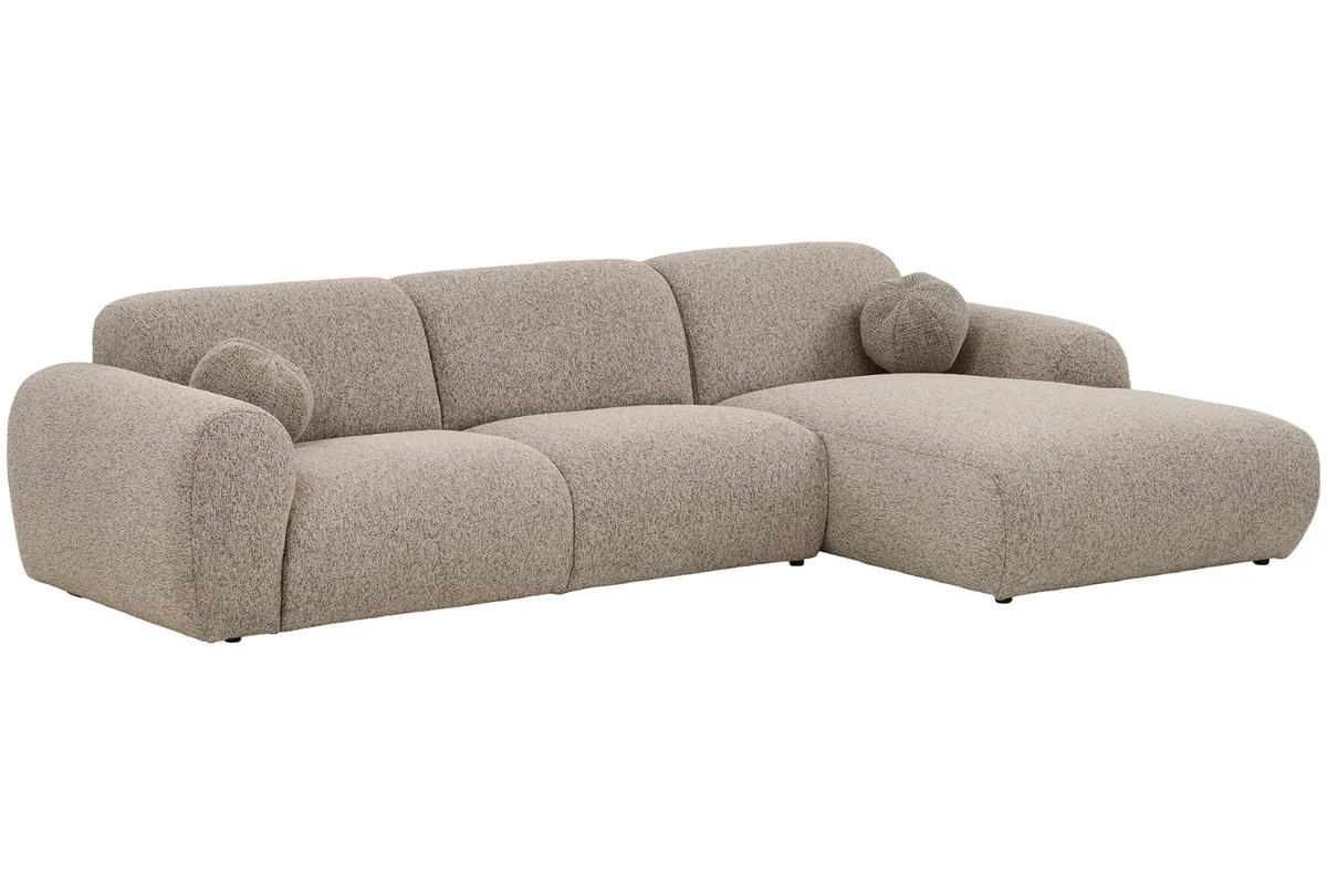 Nordic Living Béžová rohová pohovka Lyra 300 cm, pravá