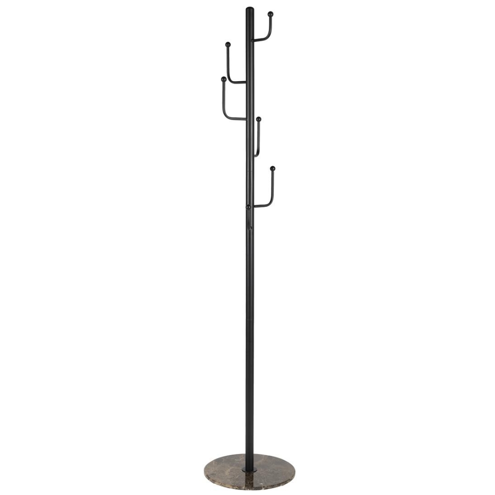 Housecraft Living Černý kovový stojací věšák Baz 178 cm s mramorovou podstavou Housecraft Living