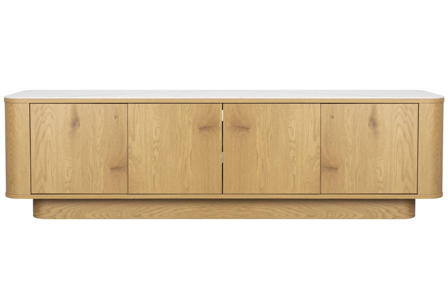 White Label Dubová komoda ALMIRA 180 x 40 cm s mramorovým dekorem White Label