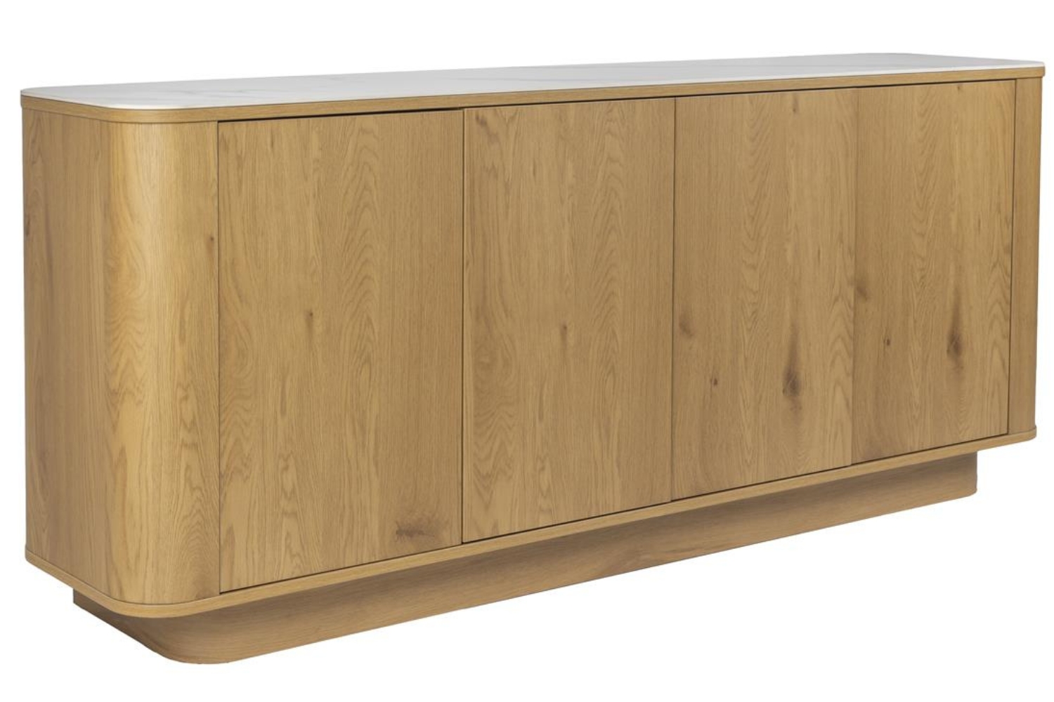 White Label Dubová komoda ALMIRA HIGH 180 x 40 cm s mramorovým dekorem White Label
