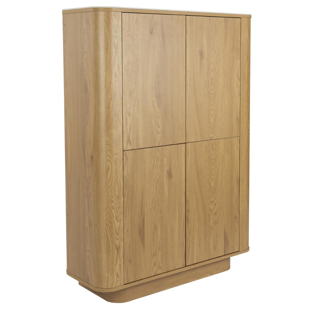 White Label Dubová komoda ALMIRA 100 x 40 cm s mramorovým dekorem White Label