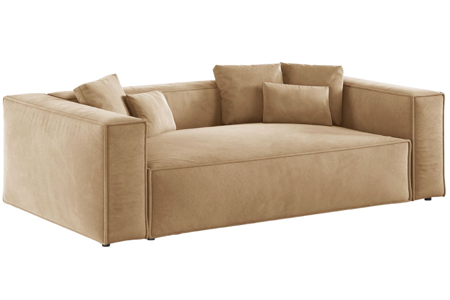 Micadoni Béžová sametová trojmístná pohovka Aveiro 220 cm Micadoni