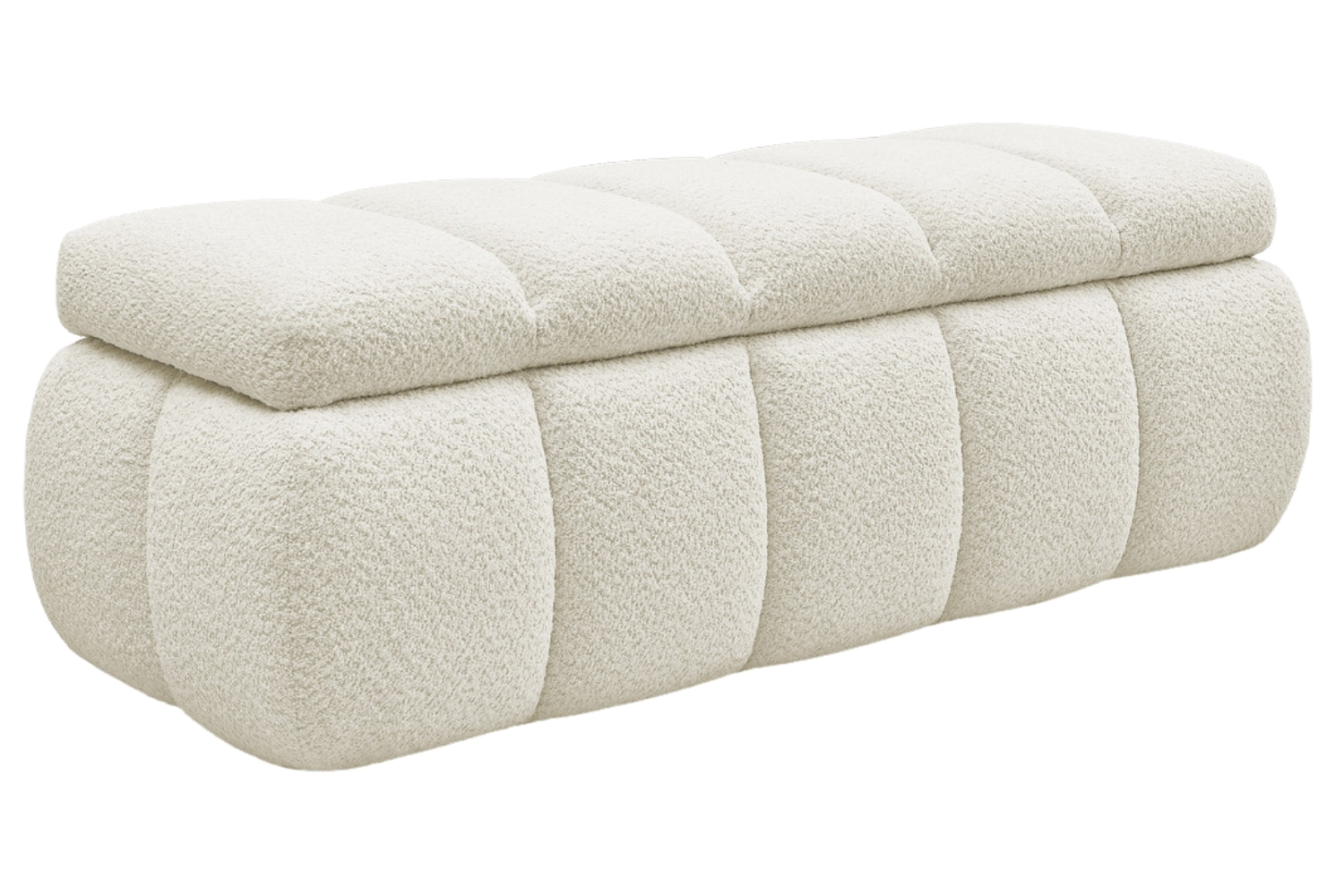 Bobochic Paris Bílá bouclé lavice Denali 144 cm s úložným prostorem Bobochic Paris