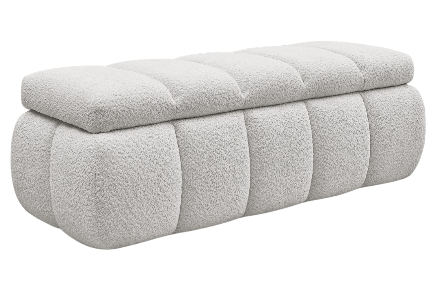 Bobochic Paris Světle šedá bouclé lavice Denali 144 cm s úložným prostorem Bobochic Paris