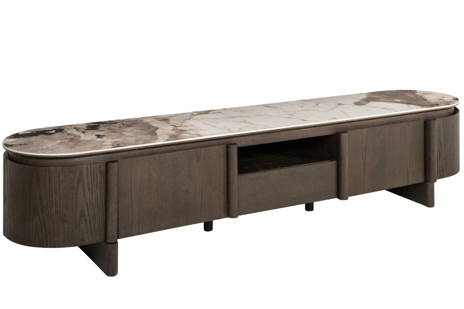 Richmond Dřevěný TV stolek Langford 220 x 45 cm s keramickou deskou Richmond