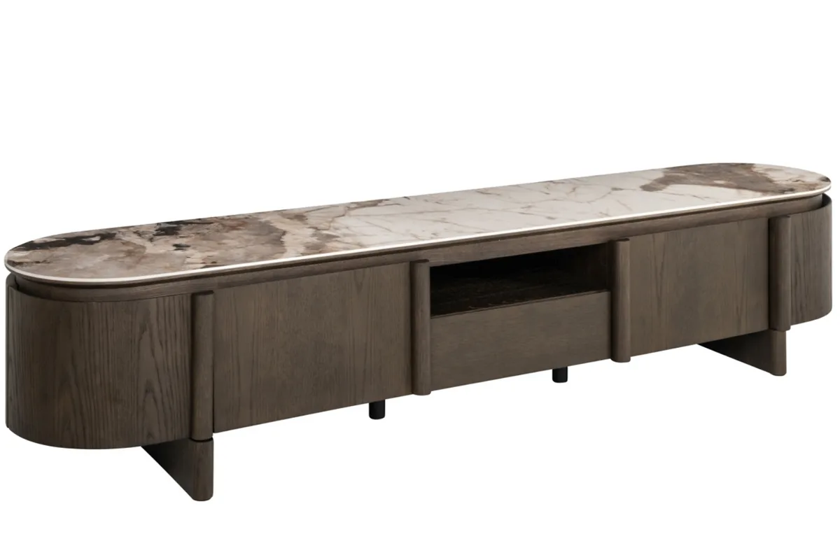 Richmond Dřevěný TV stolek Langford 220 x 45 cm s keramickou deskou