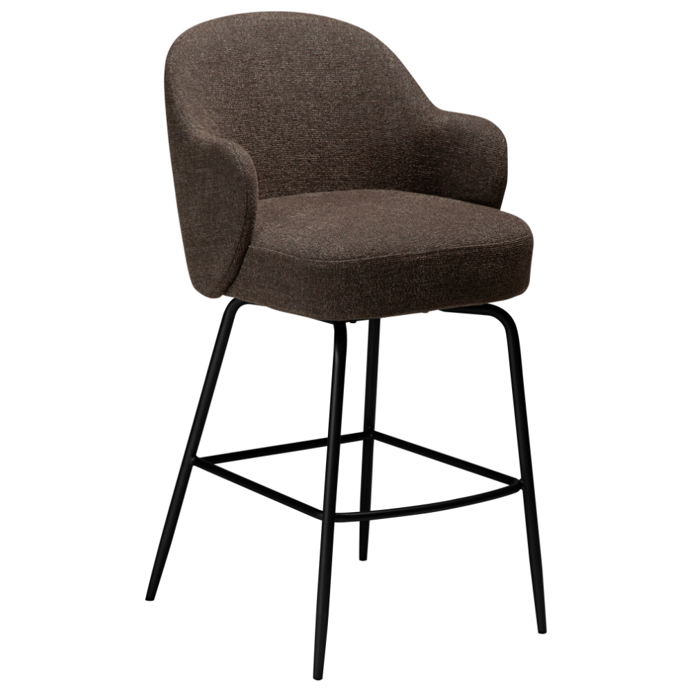 ​​​​​Dan-Form Tmavě hnědá bouclé otočná barová židle Bae 70 cm ​​​​​Dan-Form