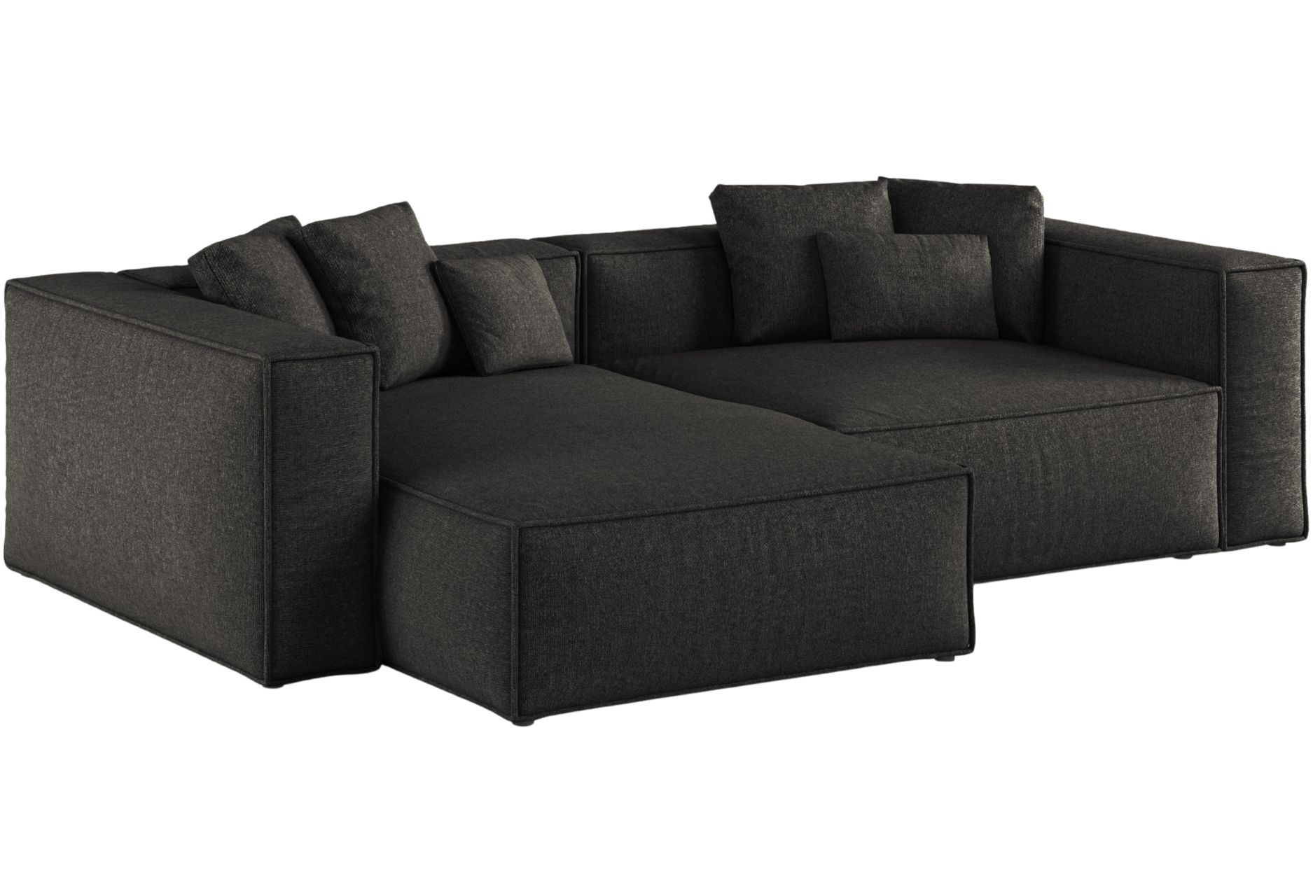 Cosmopolitan Design Černá žinylková rohová pohovka Aveiro 254 cm