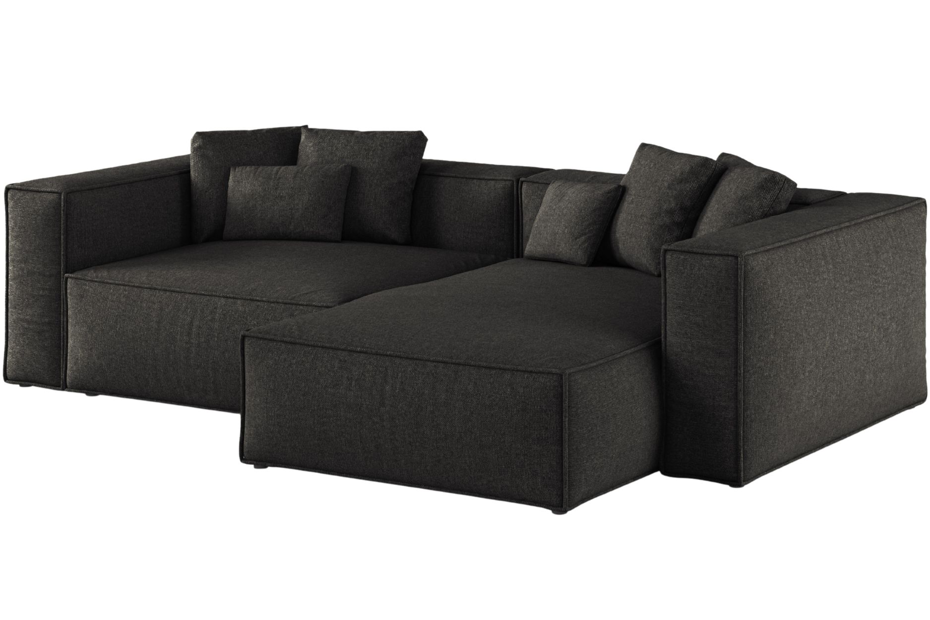 Cosmopolitan Design Černá žinylková rohová pohovka Aveiro 254 cm