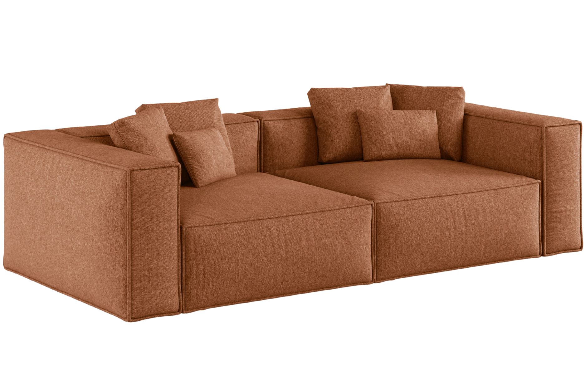 Cosmopolitan Design Terakotově oranžová žinylková čtyřmístná pohovka Aveiro 236 cm Cosmopolitan Design