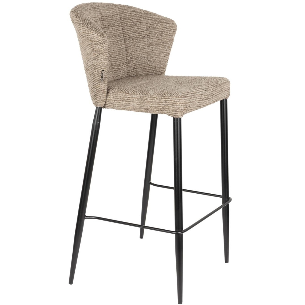 Dutchbone Tmavě béžová čalouněná barová židle GEORGIA 75 cm Dutchbone
