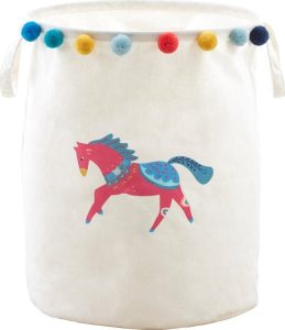 B&iacute;l&yacute; l&aacute;tkov&yacute; dětsk&yacute; ko&scaron; na hračky &oslash; 38x48 cm Mimo Eclectic Horse &ndash; Premier Housewares Premier Housewares